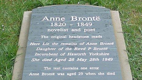 Anne Bronte's new gravestone