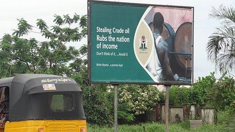 Anti-oil theft billboard in Nigeria