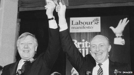 Roy Hattersley and Neil Kinnock in 1987