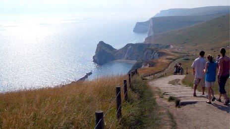 The path and cliffs photographed in 2008