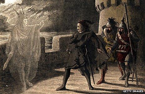 Hamlet confronting the ghost of father (1850 illustration)