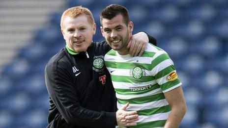 Celtic manager Neil Lennon and midfielder Joe Ledley