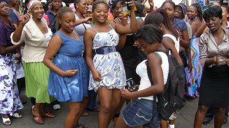 Woman on the mini-skirt march in South Africa, 17 February 2012