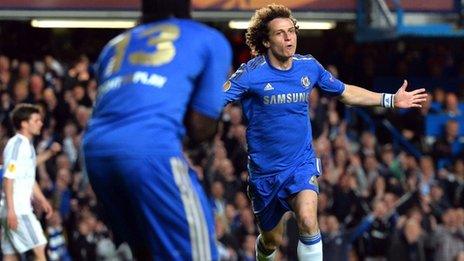 David Luiz celebrates scoring Chelsea's third