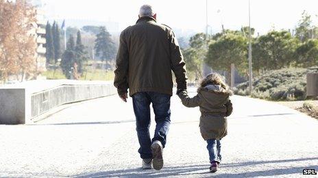 Father and daughter walking