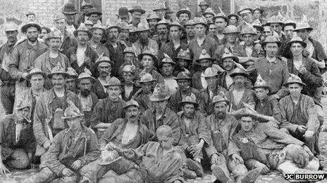 Dolcoath miners, Camborne, Cornwall, circa 1895