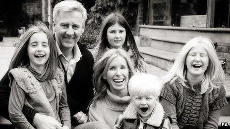 Nick Milligan holding Emily, with wife Victoria, son Kit and two other daughters Amber and Olivia