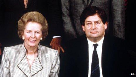 Margaret Thatcher and Nigel Lawson in 1989