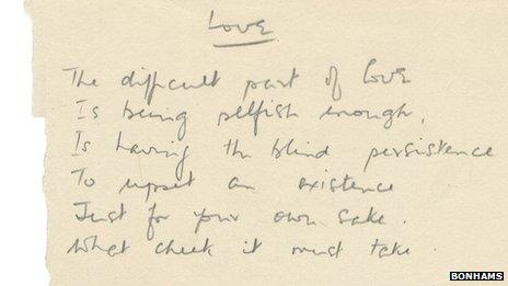 Handwritten poem entitled 'Love'