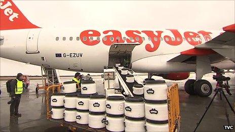 Ash loaded onto an Easyjet airbus