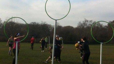 A game of Quidditch in progress