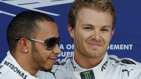 Nico Rosberg (right) and team-mate Lewis Hamilton