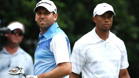 Sergio Garcia and Tiger Woods