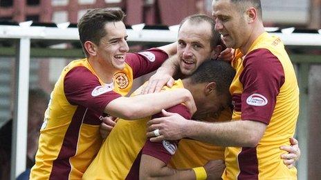 Motherwell celebrate James McFadden's opening goal