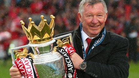 Man Utd celebrate with the Premier League trophy