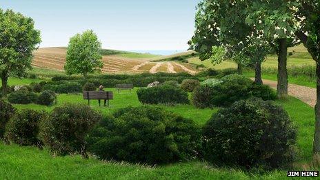 Artist's impression of woodland burial site