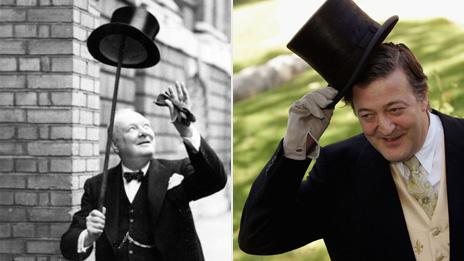 Churchill and Fry in top hats