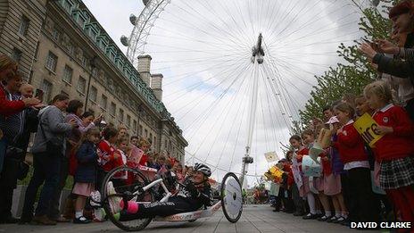 Claire Lomas at the London Eye