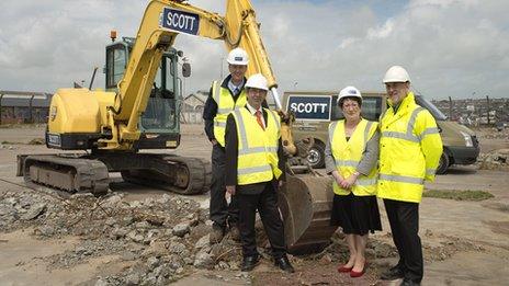 The turning of the first sod of the new boat building hall