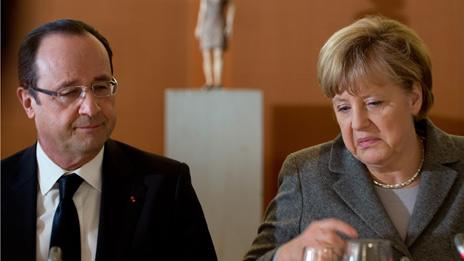 Francois Hollande and Angela Merkel