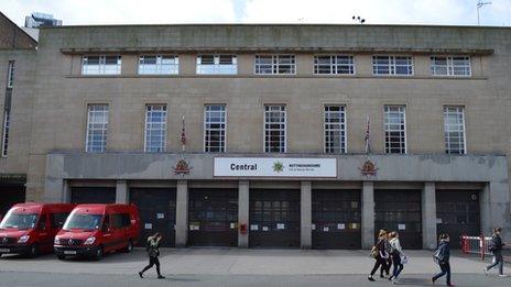 Wide shot of Central fire station