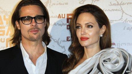 Angelina Jolie and Brad Pitt on the red carpet in February 2012