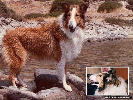 Kirki, aged four, after a swim and, inset, aged about 12