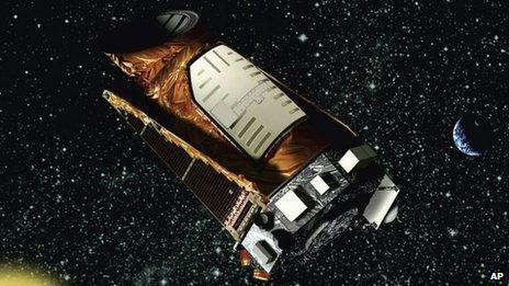 An artist's depiction of the Kepler space telescope, provided by Nasa