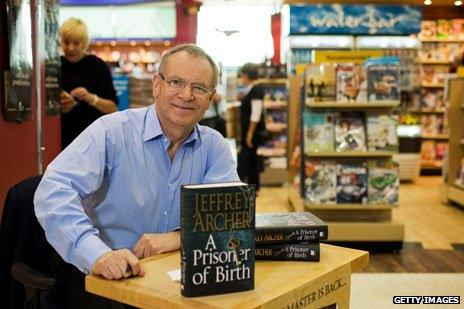 Jeffrey Archer promoting his 2008 novel, A Prisoner of Birth