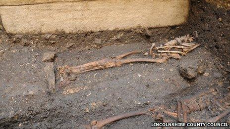 Skeletons found during the excavation