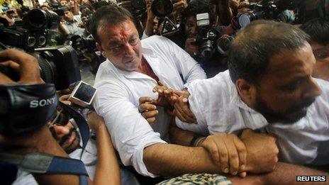 Sanjay Dutt outside the court on Thursday