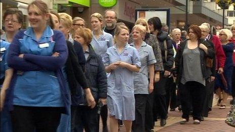 Nurses marching