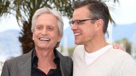 Michael Douglas and Matt Damon in Cannes