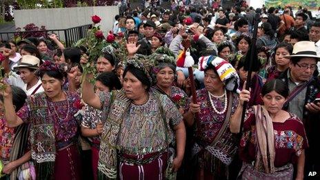 People from Guatemala's Ixil community celebrated the guilty verdict against Rios Montt on 10 May