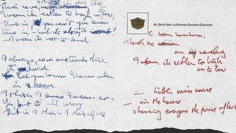 Handwritten lyrics to Strawberry Fields Forever