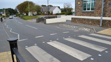 A pedestrian crossing in Guernsey