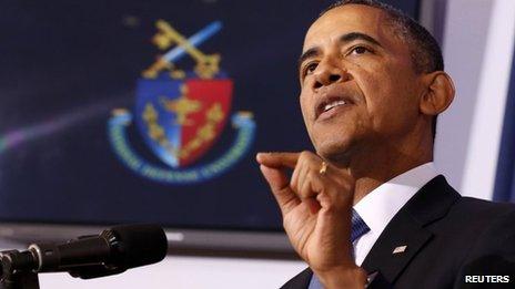 President Barack Obama speaks at the National Defence University, Washington DC 23 May 2013