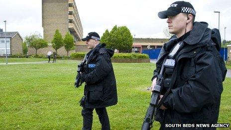 Armed officers in Marsh Farm, Luton