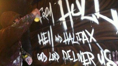 Graffiti artist paints over 'From Hull Hell and Halifax God Lord Deliver Us'