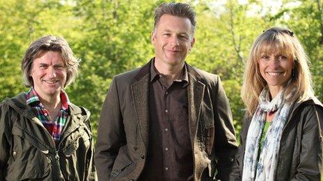 Chris Packham (centre), Michaela Strachan and Martin Hughe-Games