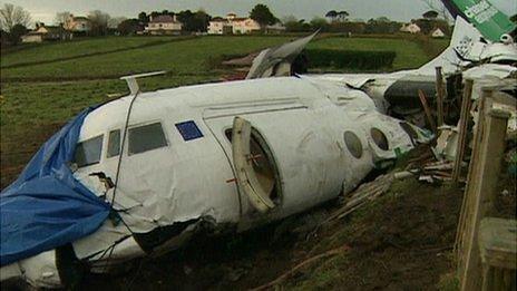 Channel Express plane crash in a field in the Forest, Guernsey, in January 1999