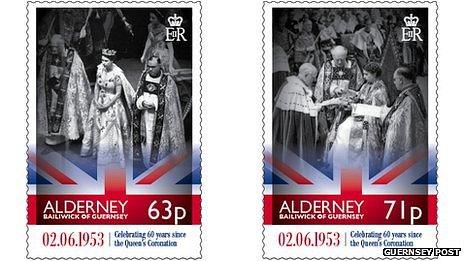 Alderney stamps celebrating 60 years since the Queen's coronation