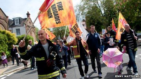 Protesters marched from Oriel Place to Belsize Park fire station