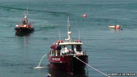 Lady Helen back at Martin's Haven being pumped out