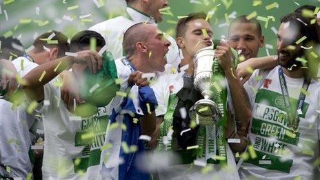 Celtic players celebrate