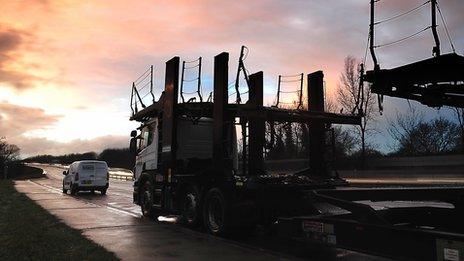 lorry on A12