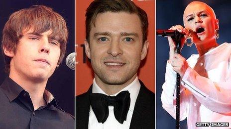 Jake Bugg, Justin Timberlake and Jessie J