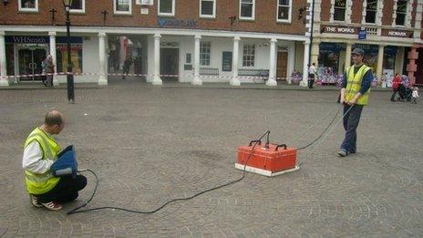 Geophysicist Chris Carey and assistant Simon Murfet