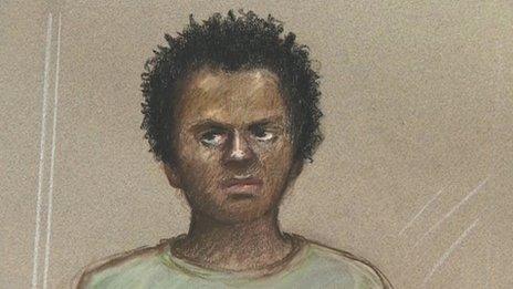 Court sketch of Michael Adebowale