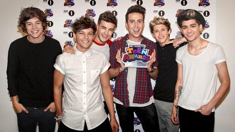 Nick Grimshaw with One Direction